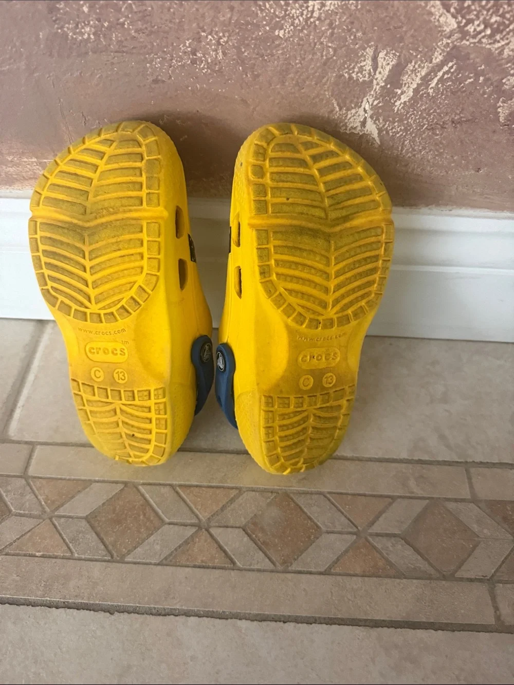 CROCS Yellow Kids Minion Clog Sandals with Blue Strap
